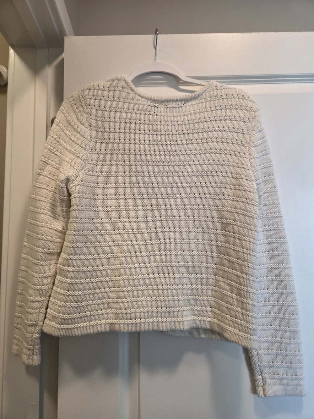 Ruth Howes Cream Textured Knit Button Cardigan Size Petite Large